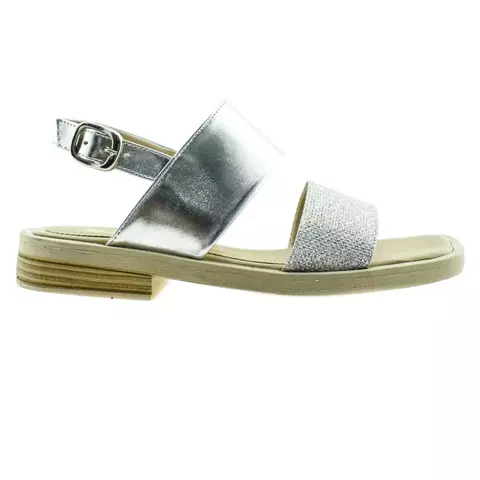 Sandalia con hebilla y faja de brillos plateada 35/40 - Mika - comprar online