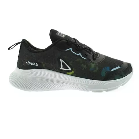 Zapatilla deportiva acordonada negro verde 28/35 - Seta - comprar online
