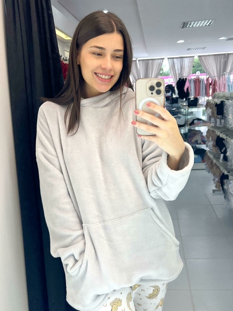 MOLETOM DE FLEECE COM CAPUZ CINZA - comprar online