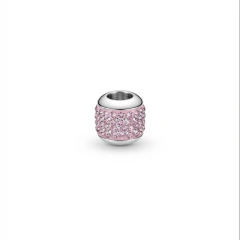 Berloque cravejado rosa em aço inoxidável