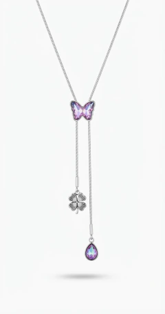 Colar borboleta furta cor em aço inoxidável - comprar online