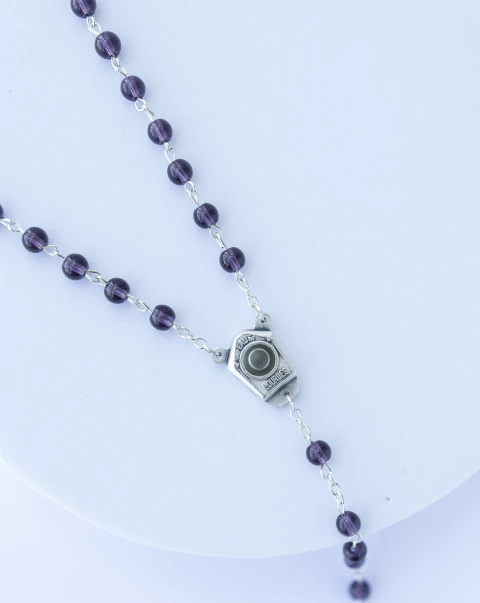 Terço Cristal - Lilás - Água de Lourdes 6mm - comprar online