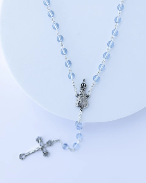 Terço Cristal - Azul - Nossa Senhora de Fátima 6mm - comprar online