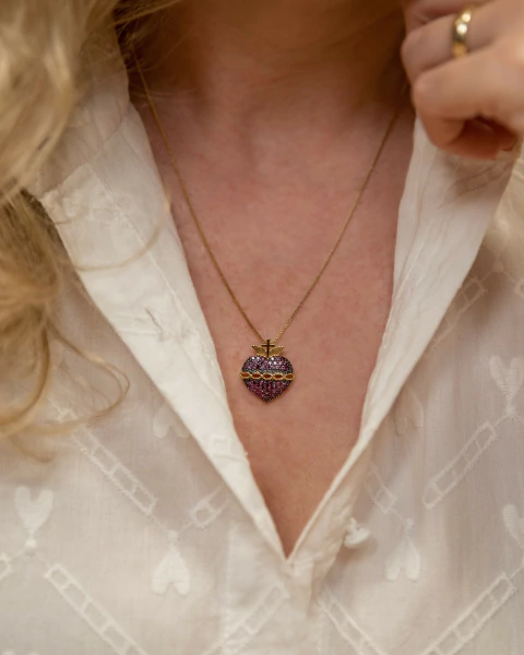 Colar Sagrado Coração de Jesus - Folheado Rubi - comprar online