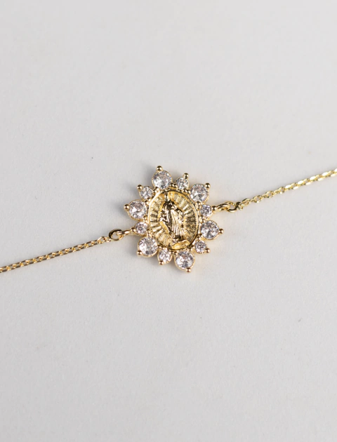 Pulseira Nossa Senhora das Graças Cravejada - Folheado a Ouro - comprar online
