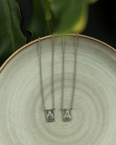 Escapulário Nossa Senhora do Carmo - Aço Inox - Médio - comprar online