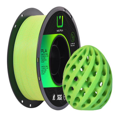 Filamento Pla Matte Duo Color Verde e Amarelo 1KG Multfila 1.75mm