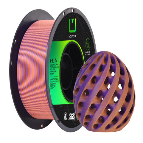 Filamento Pla Matte Duo Color Laranja e Roxo 1KG Multfila 1.75mm