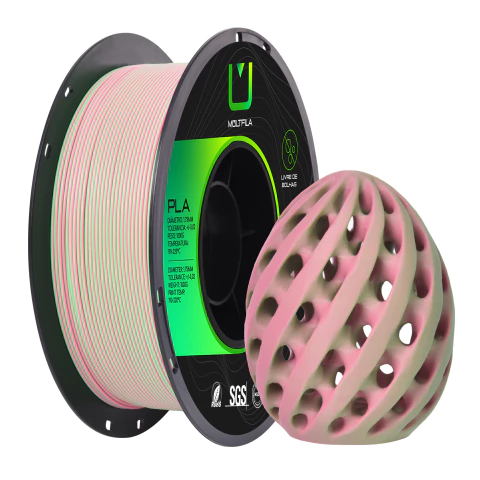 Filamento Pla Matte Duo Color Rosa e Verde 1KG Multfila 1.75mm