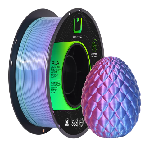 Filamento Pla Silk Duo Color Rosa e Azul Metalizado 1kg Multfila 1.75mm