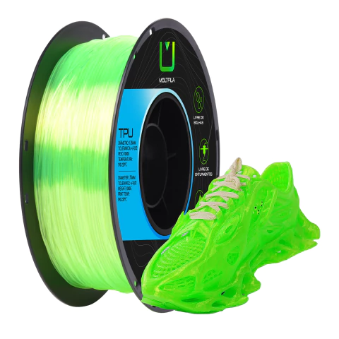 Filamento TPU Translúcido Verde 1kg Multfila Para Impressora 3D 1.75mm