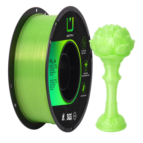 Filamento Pla Translúcido Verde Limão 1kg Multifila Para Impressora 3D 1.75mm