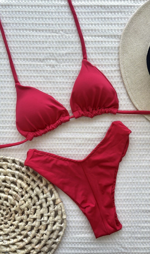 Biquíni Cortininha Asa Delta Vermelho