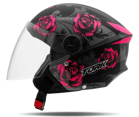 Casco Protork abierto Flor Rosa