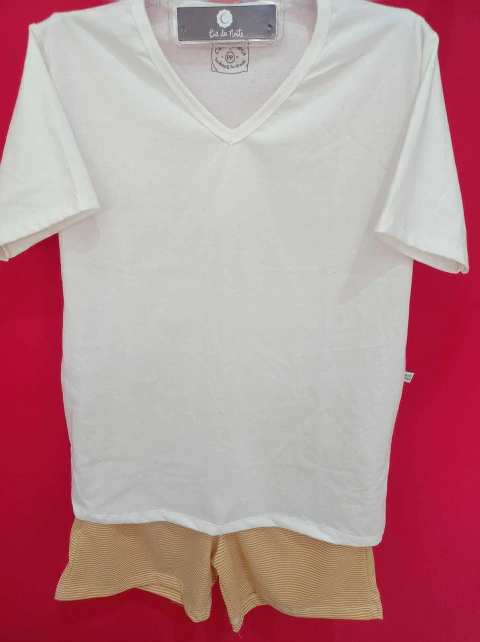 Pijama Básico Off/listras