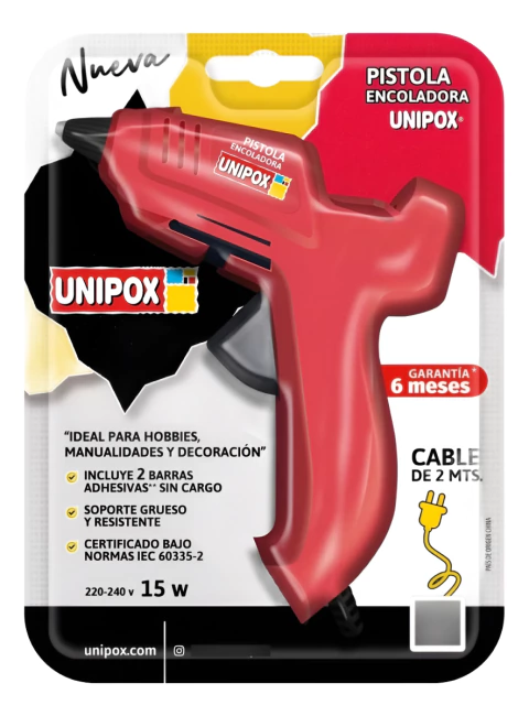 Pistola Encoladora Barras Silicona Hot Melt Unipox 15 Watts