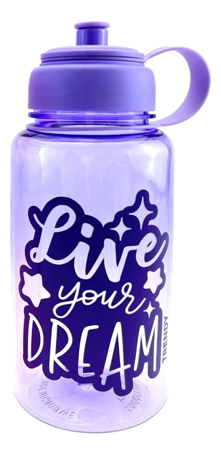 Botella De Agua Trendy 1000ml Con Pico Y Tapa Rosca Violeta