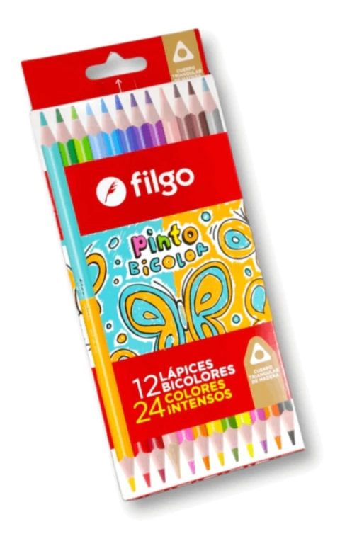 Lapices De Color Pinturitas Filgo Caja X 12 Bicolor
