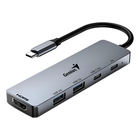 Hub Genius Uh-500 5 En 1 Usb Tipo C A Hdmi 2xusb 3.0 2xusb C