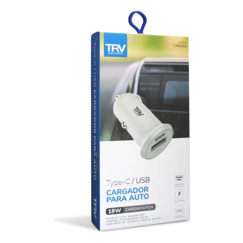 Cargador Para Autos Trv Car102 Tipo C Carga Rapida Usb