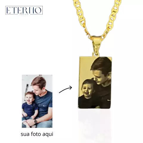 Colar Ouro 18k - Retangular Grande - comprar online