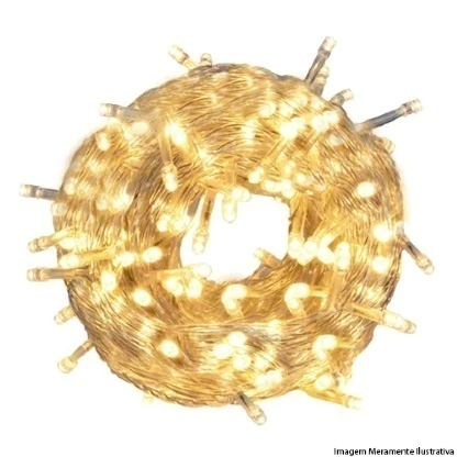 Pisca de Natal 50 Leds Branco Quente 8 Funções 5 Metros fio transparente bivolt. - comprar online
