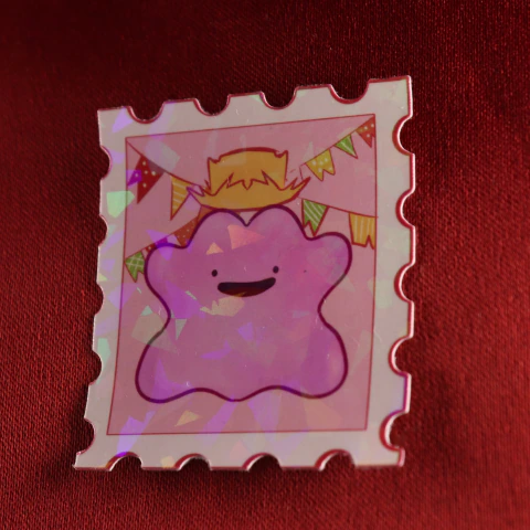 Adesivo holográfico Ditto selo pokemon festa junina