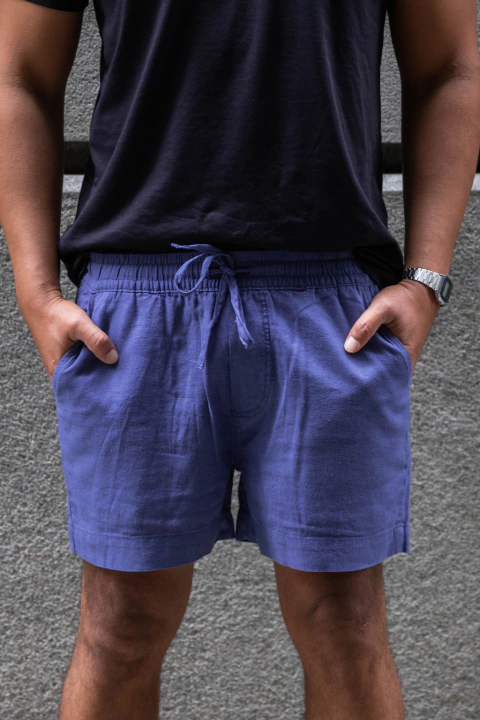 SHORT ELASTICO DE LINHO - MARINHO - comprar online