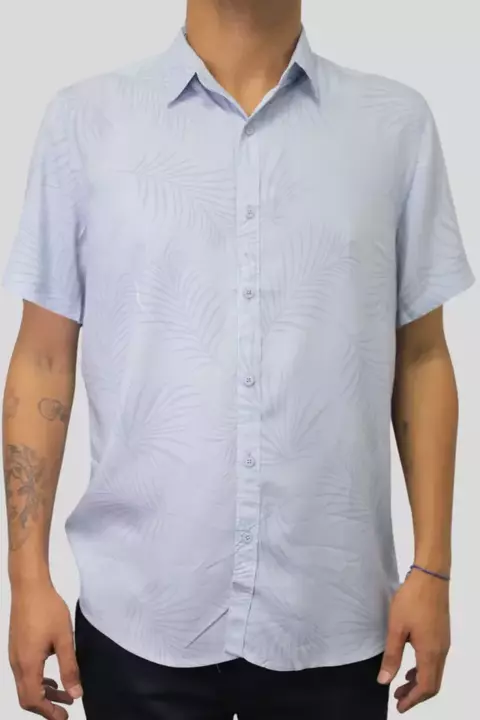 CAMISA M/CURTA VISCOSE FOLHAGEM - AZUL - comprar online
