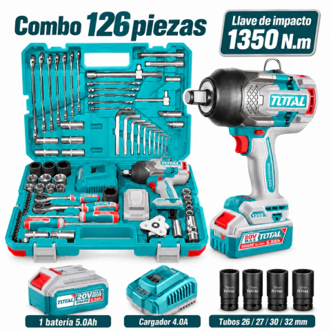 Combo 126 Piezas + Llave De Impacto 1350NM