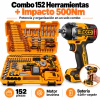 Combo 152 Herramientas + Impacto 500Nm + Batería 4.0Ah - Herramientas Clara