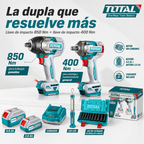 Combo Llave De Impacto 850Nm + 400Nm + Jgo. Tubos Largos - comprar online