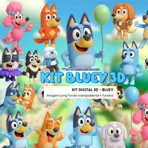 Bluey 3D-kit digital Elementos Png 07925 - comprar online