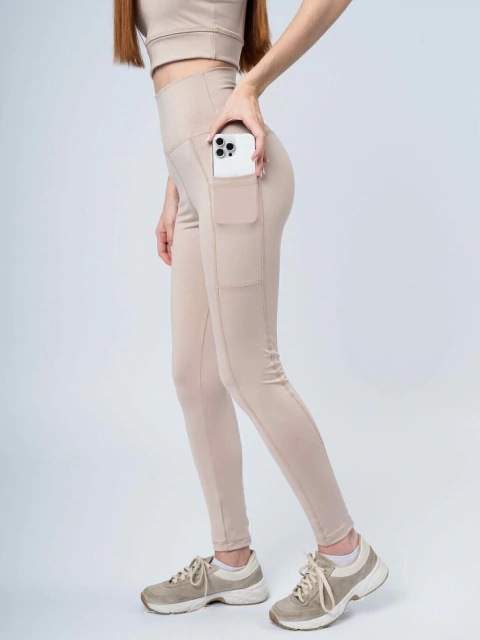 CALZA POWER RECORTES LYCRA BEIGE