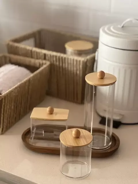 Organizadores acrilico x 3 tapa bambu