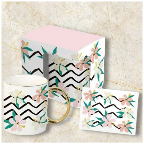 Taza flowers manija dorada