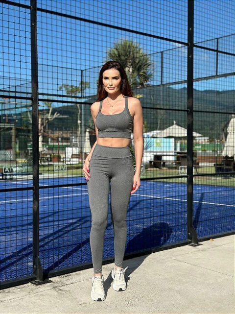 Conjunto Legging e Top Cinza Mescla 1027.1030
