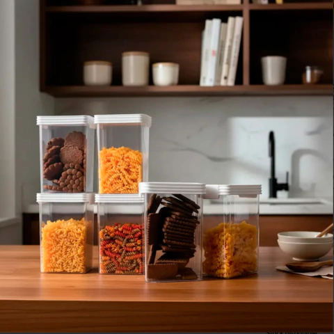 Kit X6 Contenedor Organizador Acrílico Taper Hermetico 1200c