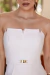 Martina - Conjunto Feminino em Linho com Blusa Peplum, Sem Alça e Saia Midi- Ref 4322 - comprar online