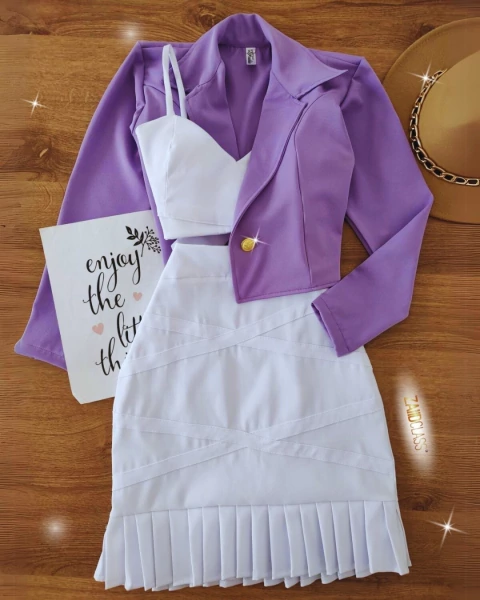 Set Coquette Blazer Lila y Falda Tableada