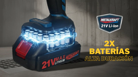 Imagen de Taladro Inalámbrico Percutor Brushless Metalkraff 21v 50 Nm