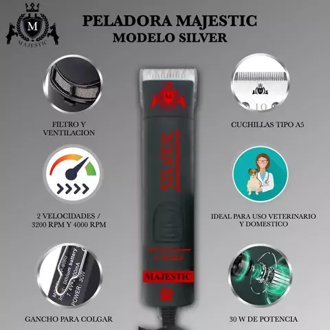 Peladora Canina Majestic Silver Uso Domestico O Veterinario - comprar online