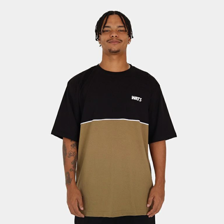 Camiseta Viés Preto/Caqui