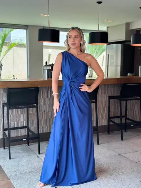 Vestido Longo Eloá Azul Jersey Br - comprar online