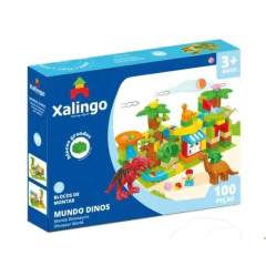 Bloco de Montar Mundo Dinos Peças Grandes 100 Peças Xalingo