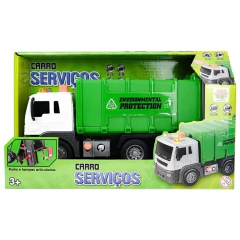 Caminhão Carrinho Fricção Coleta de Lixo 26cm DM Toys