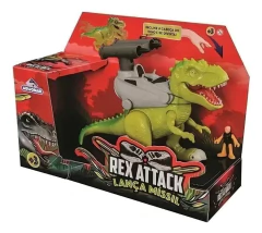 Dinossauro Rex Attack Lança Míssil Com Luz e Som Verde Adijomar