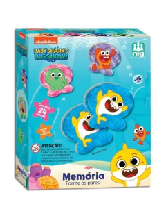 Jogo da Memória Baby Shark 24 Peças em Madeira Nig