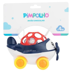 Brinquedo Bebê Chocalho Avião Azul Pimpolho