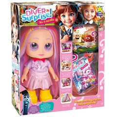 Boneca Diver Surprise Vai a Escola com Mochila e Canetinha Unicórnio Divertoys